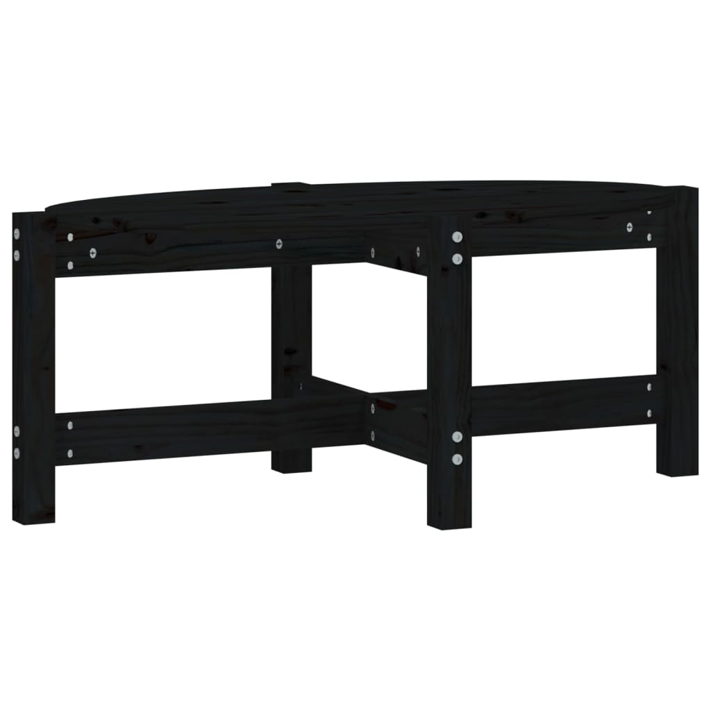 Tavolino da Salotto Nero 87x48x35 cm in Legno Massello di Pino - homemem39