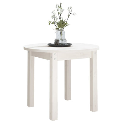 Tavolino da Salotto Bianco Ø 55x45 cm in Legno Massello di Pino - homemem39