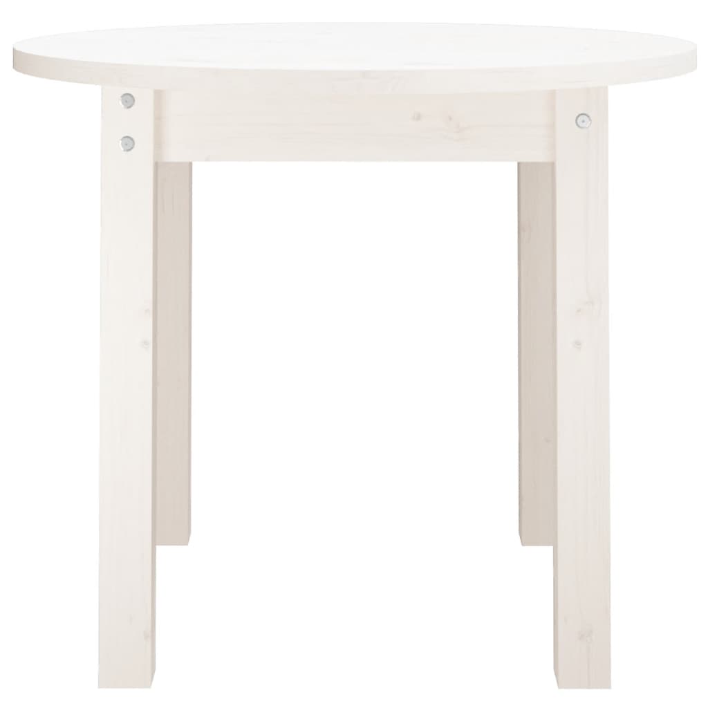 Tavolino da Salotto Bianco Ø 55x45 cm in Legno Massello di Pino - homemem39