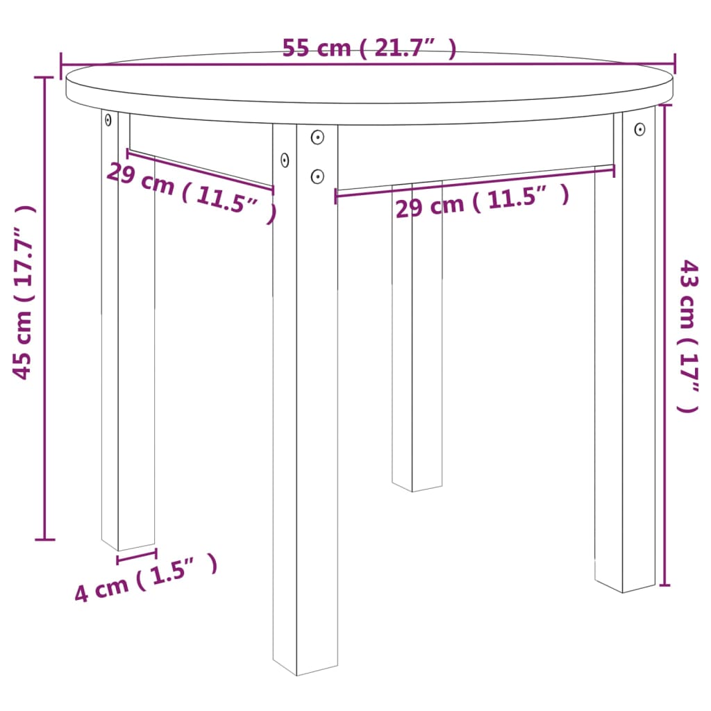 Tavolino da Salotto Bianco Ø 55x45 cm in Legno Massello di Pino - homemem39