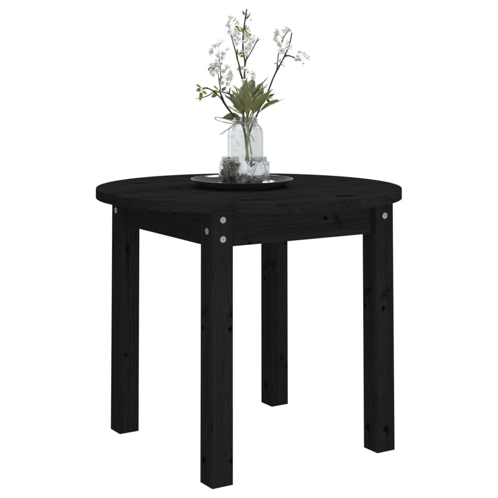 Tavolino da Salotto Nero Ø 55x45 cm in Legno Massello di Pino - homemem39