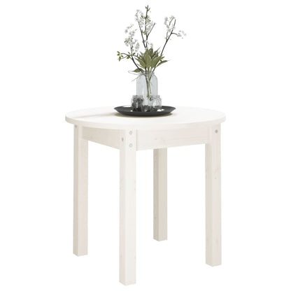 Tavolino da Salotto Bianco Ø 45x40 cm in Legno Massello di Pino - homemem39