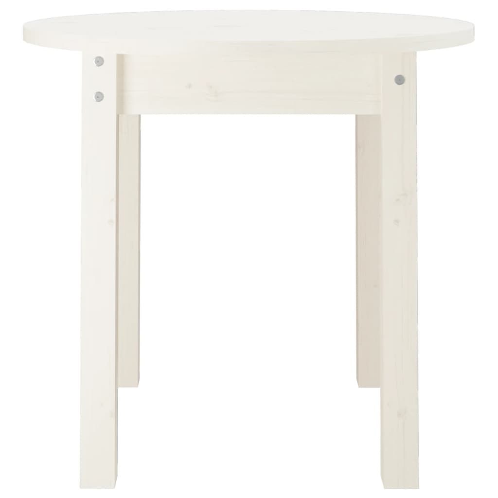 Tavolino da Salotto Bianco Ø 45x40 cm in Legno Massello di Pino - homemem39