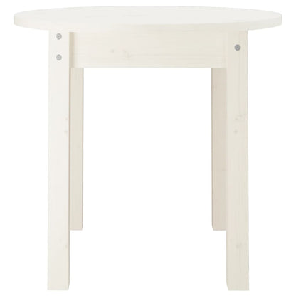 Tavolino da Salotto Bianco Ø 45x40 cm in Legno Massello di Pino - homemem39