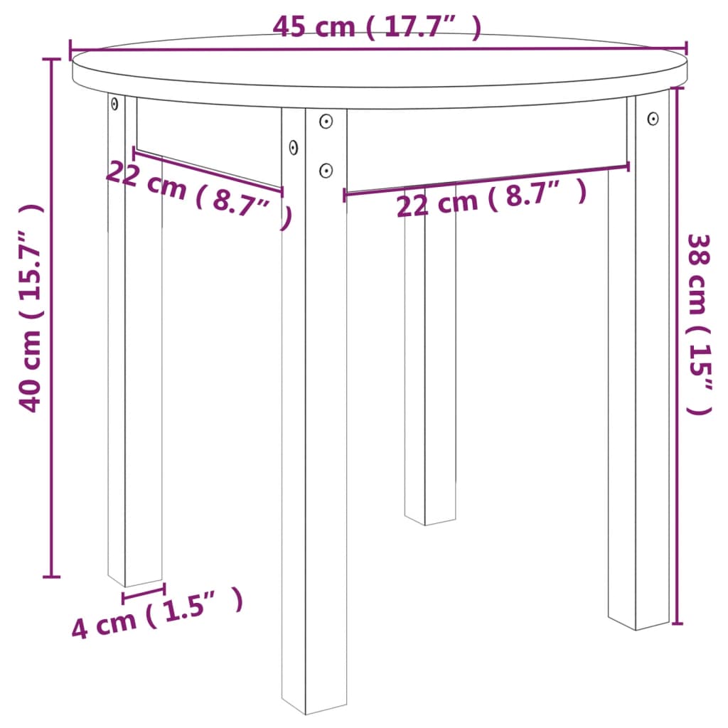 Tavolino da Salotto Miele Ø 45x40 cm in Legno Massello di Pino - homemem39