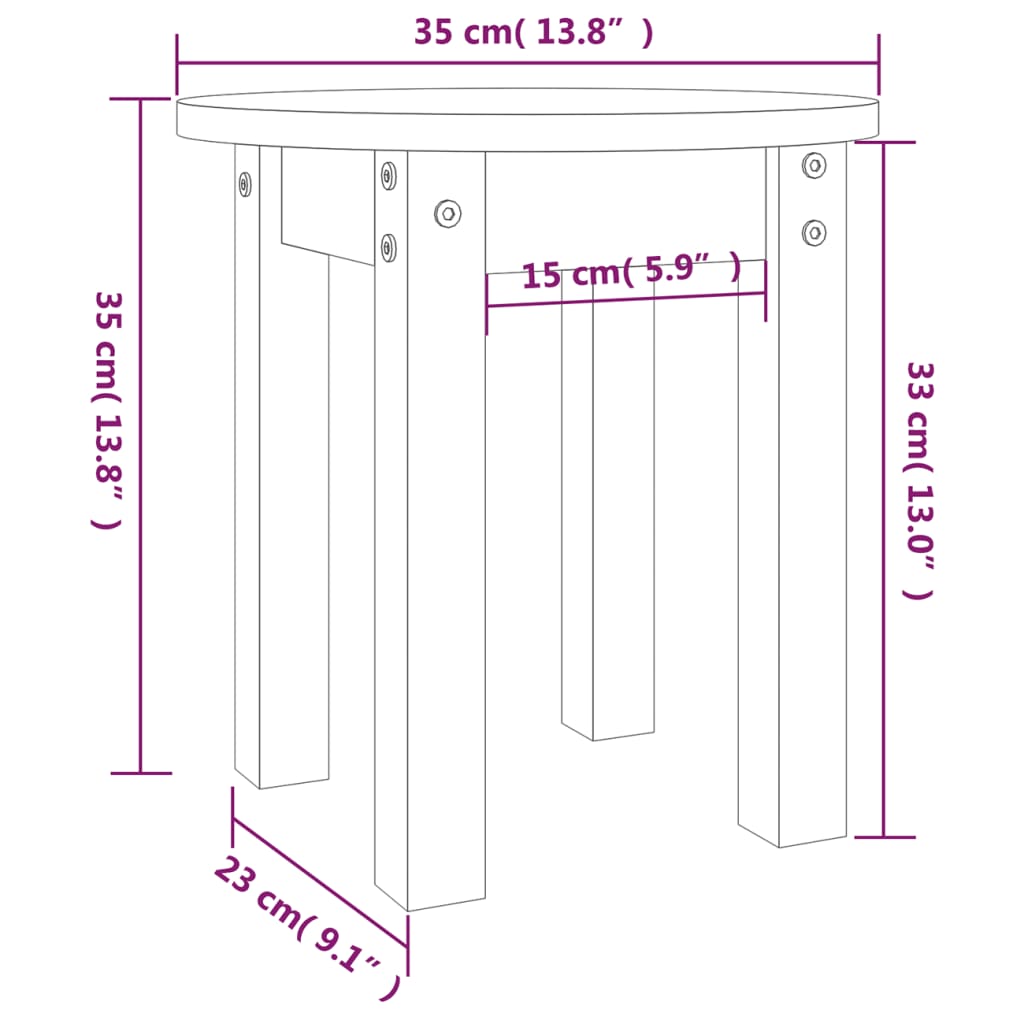 Tavolino da Salotto Miele Ø 35x35 cm in Legno Massello di Pino - homemem39