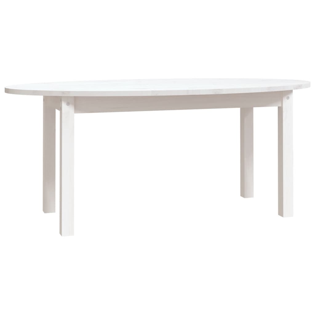 Tavolino da Salotto Bianco 110x55x45 cm Legno Massello di Pino - homemem39