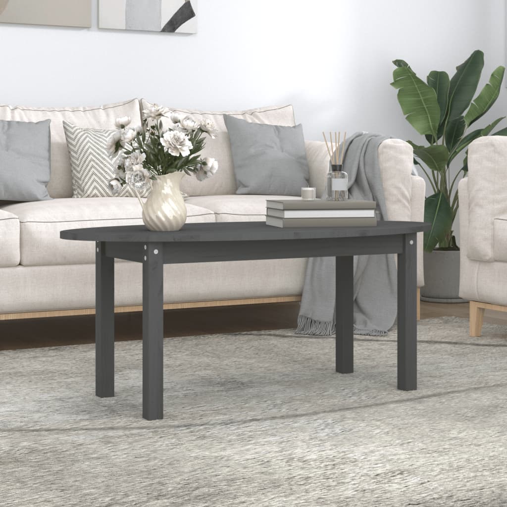 Tavolino da Salotto Grigio 110x55x45 cm Legno Massello di Pino - homemem39