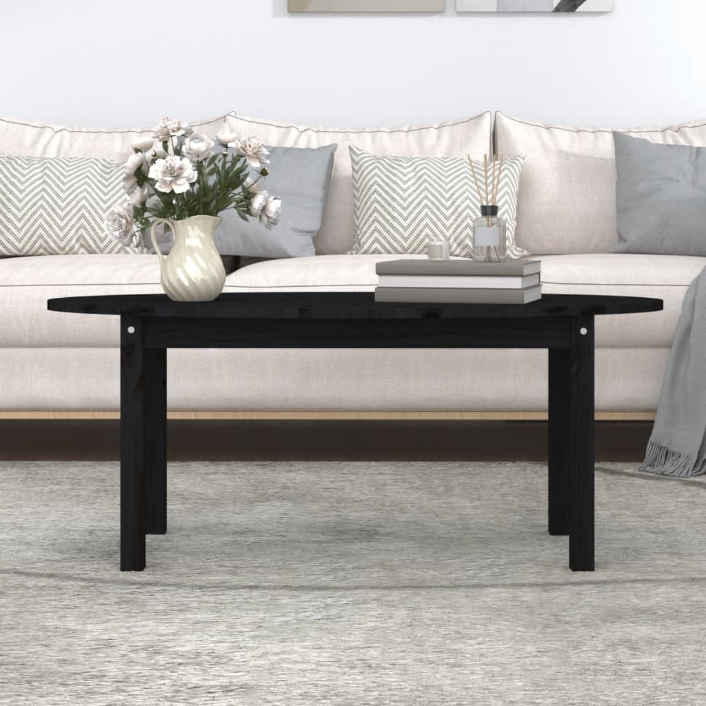 Tavolino da Salotto Nero 110x55x45 cm Legno Massello di Pino - homemem39