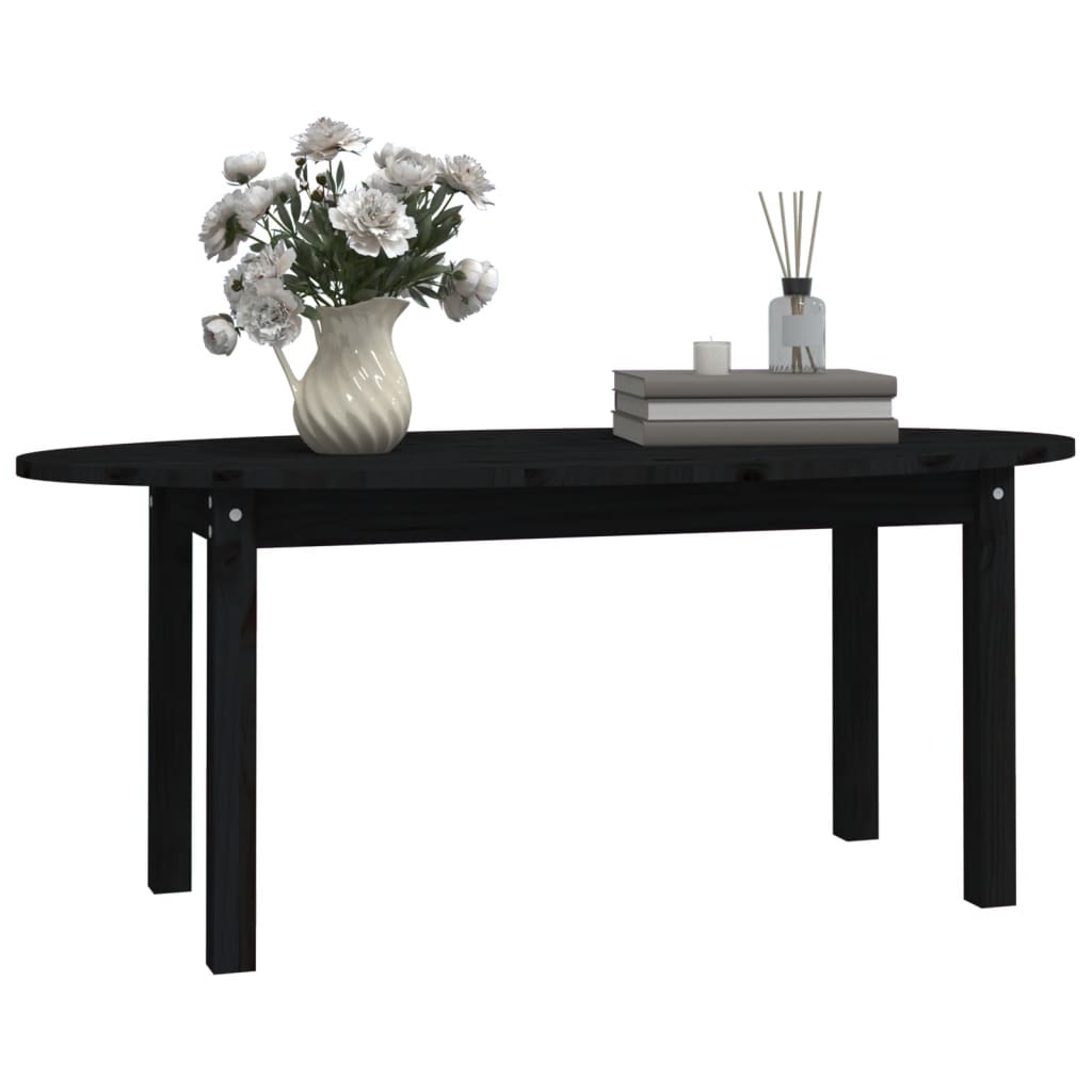 Tavolino da Salotto Nero 110x55x45 cm Legno Massello di Pino - homemem39