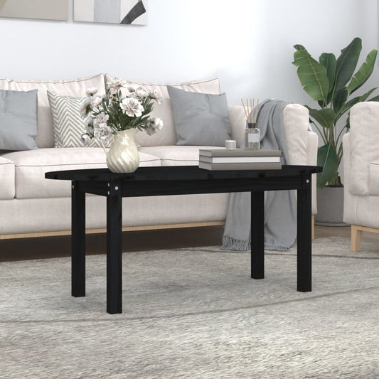 Tavolino da Salotto Nero 110x55x45 cm Legno Massello di Pino - homemem39