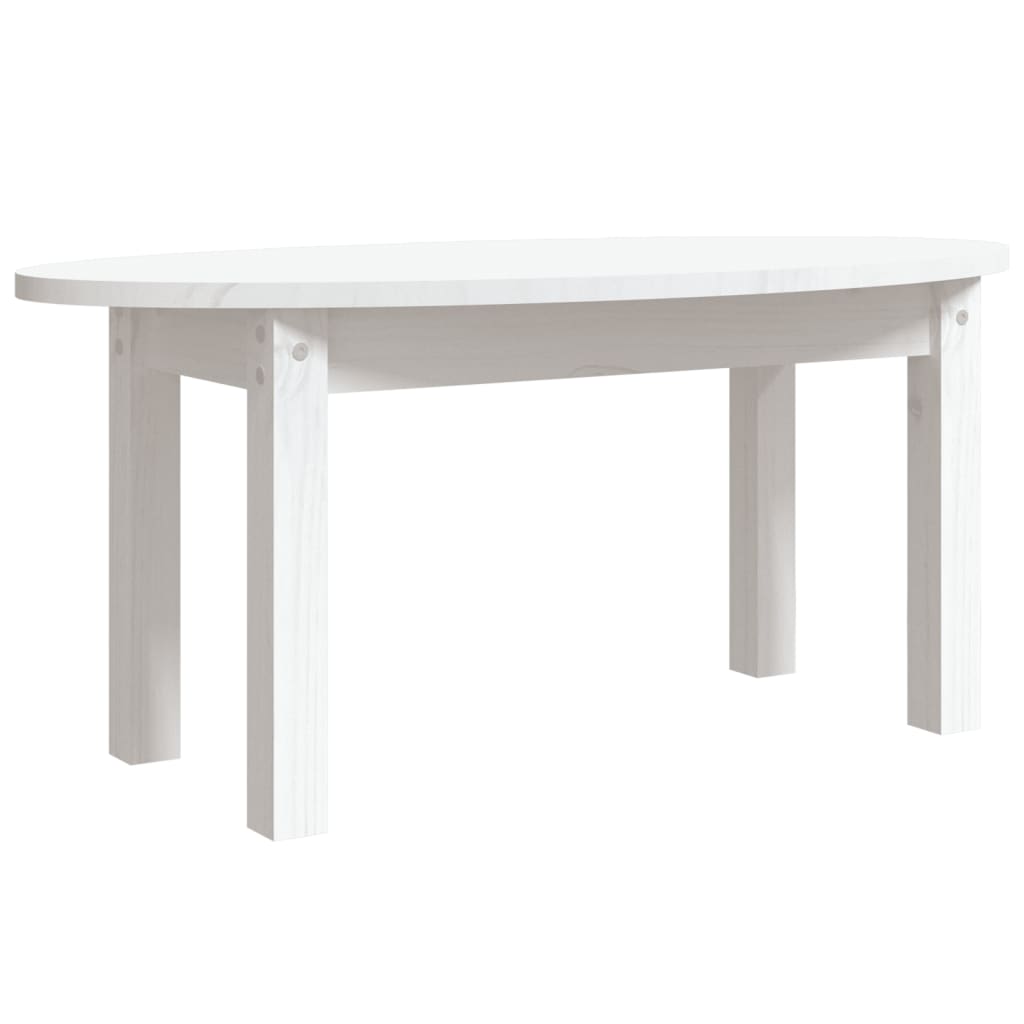 Tavolino da Salotto Bianco 80x40x35 cm Legno Massello di Pino - homemem39