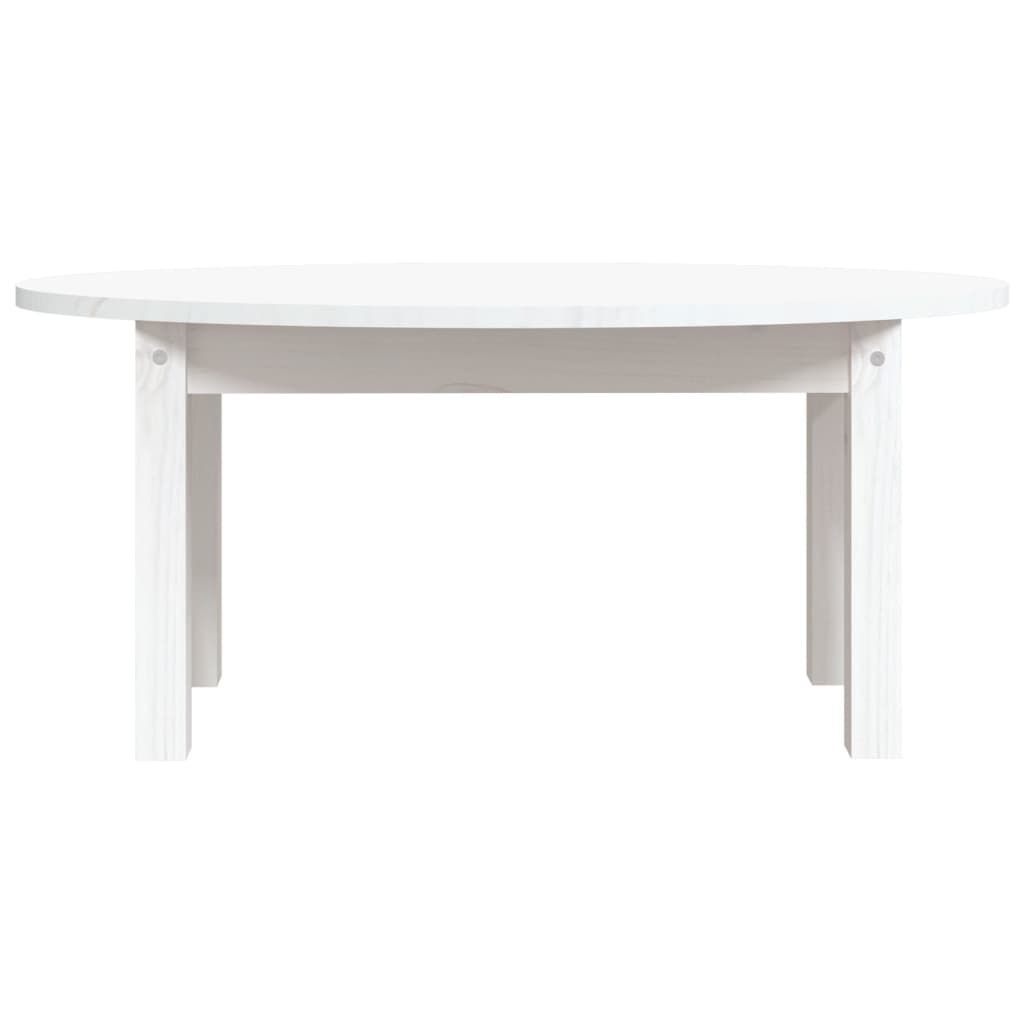 Tavolino da Salotto Bianco 80x40x35 cm Legno Massello di Pino - homemem39