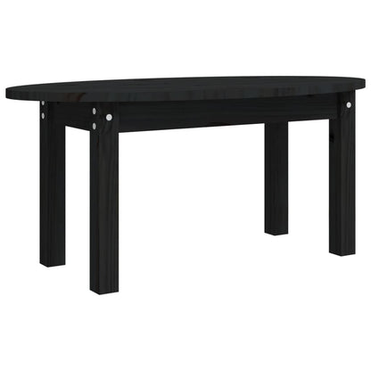 Tavolino da Salotto Nero 80x40x35 cm in Legno Massello di Pino - homemem39