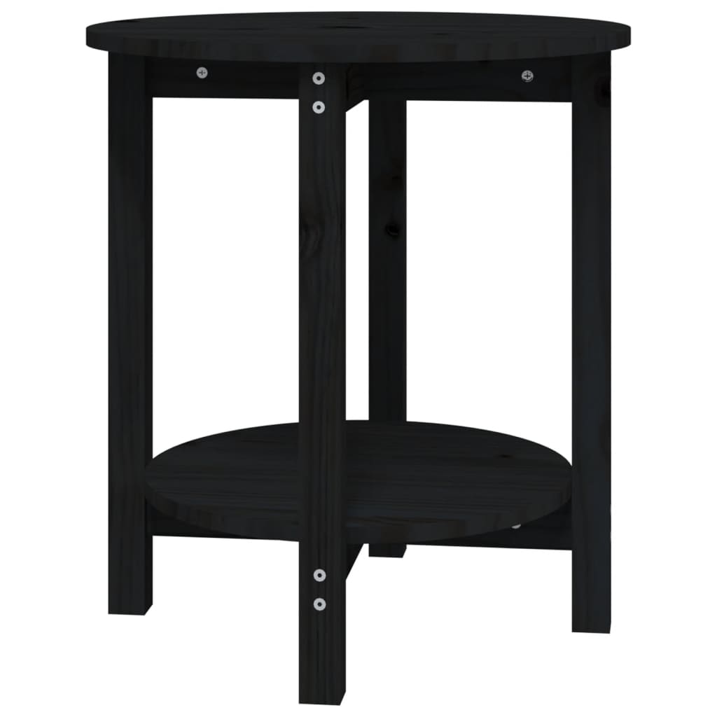 Tavolino da Salotto Nero Ø 55x60 cm in Legno Massello di Pino - homemem39