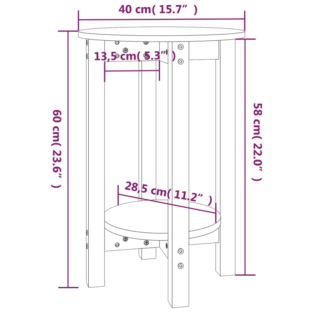 Tavolino da Salotto Ø 40x60 cm in Legno Massello di Pino - homemem39