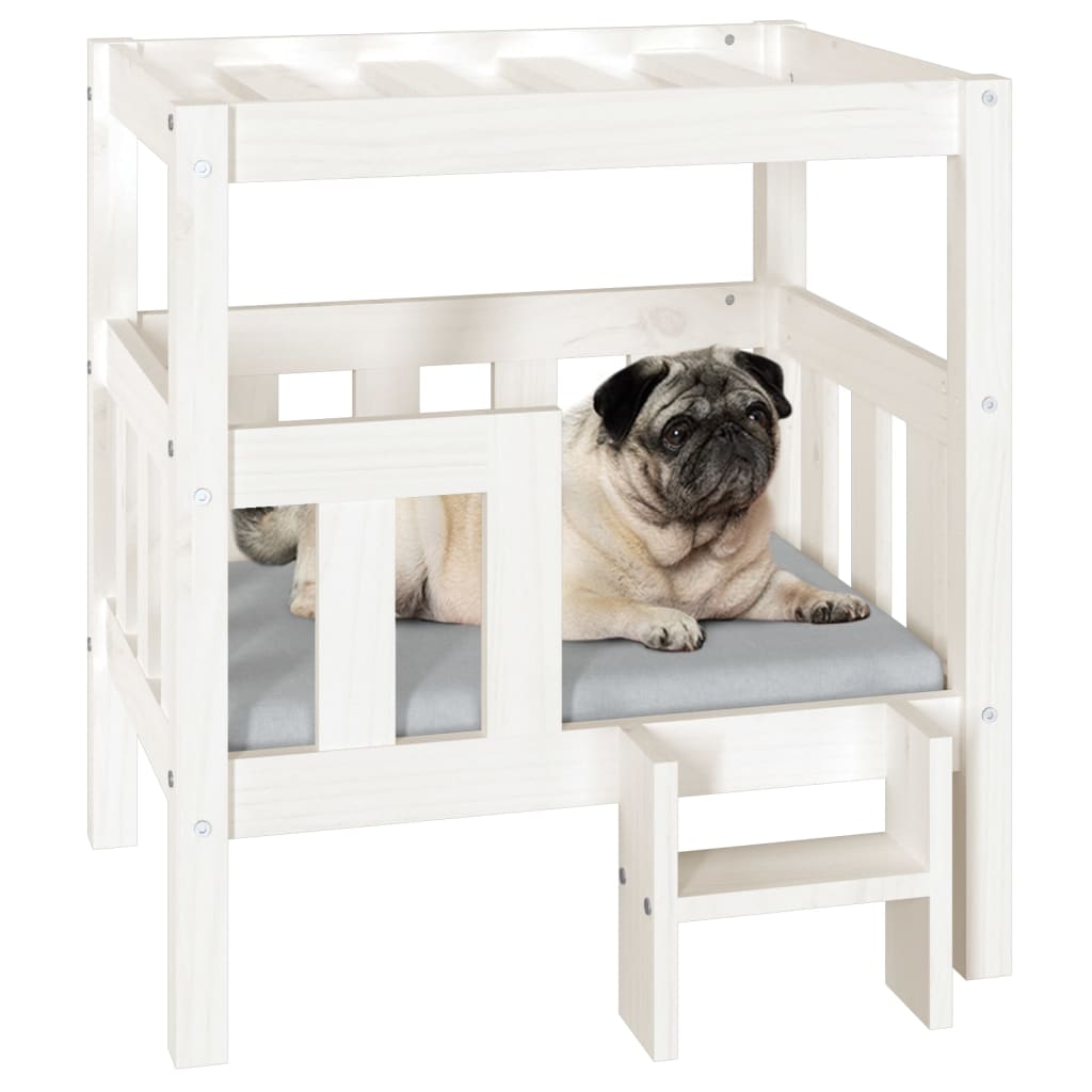 vidaXL Cuccia per Cani Bianco 65,5x43x70 cm in Legno Massello di Pino - homemem39