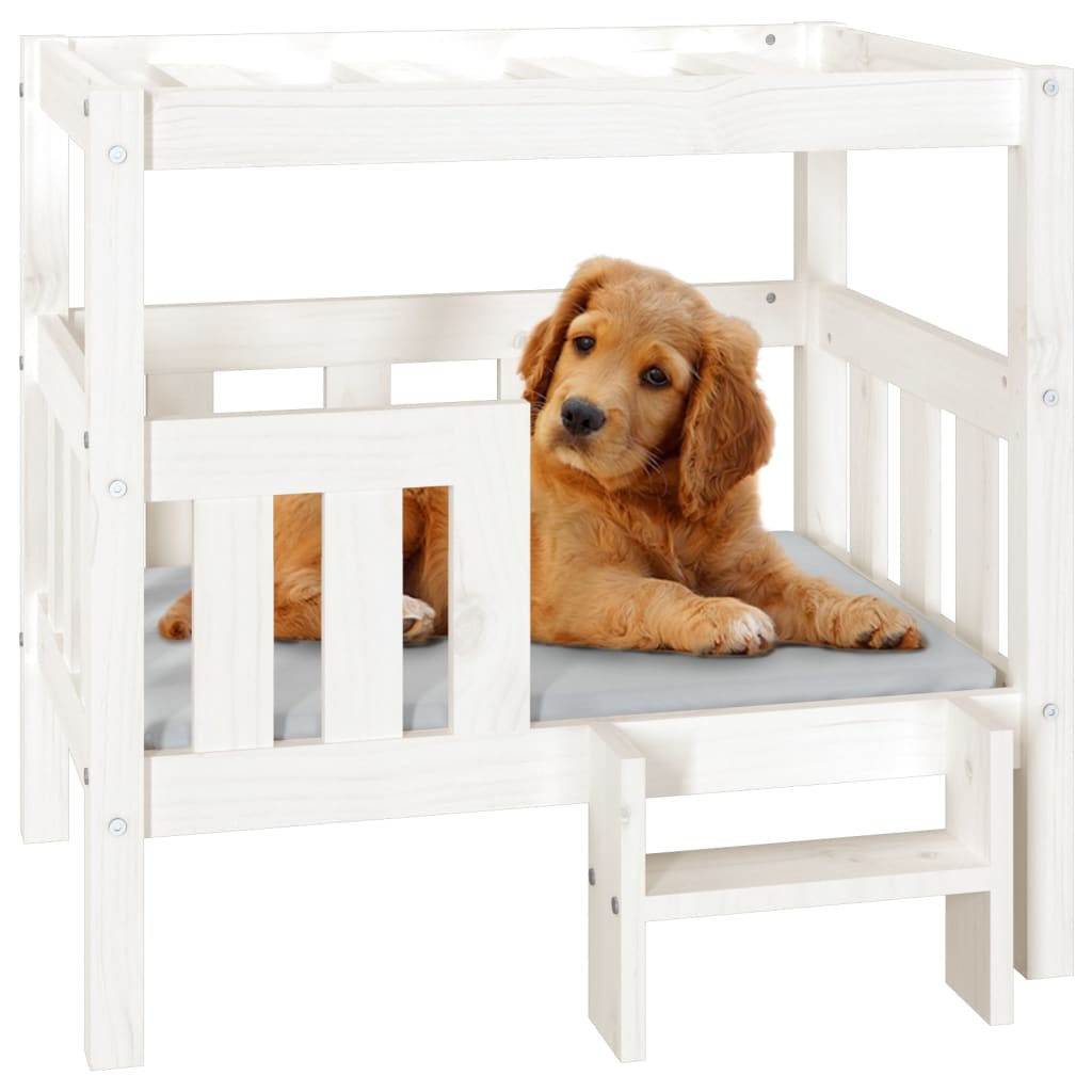 Cuccia per Cani Bianco 75,5x63,5x70cm in Legno Massello di Pino - homemem39