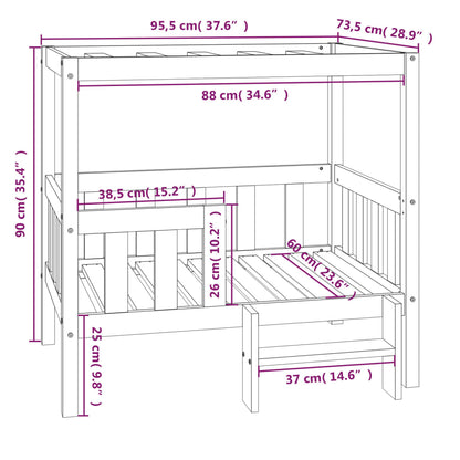 vidaXL Cuccia per Cani Bianco 95,5x73,5x90cm in Legno Massello di Pino - homemem39