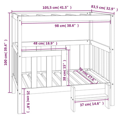 Cuccia per Cani 105,5x83,5x100 cm in Legno Massello di Pino - homemem39