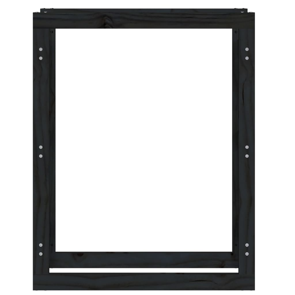 Portalegna Nero 80x25x100 cm in Legno Massello di Pino - homemem39