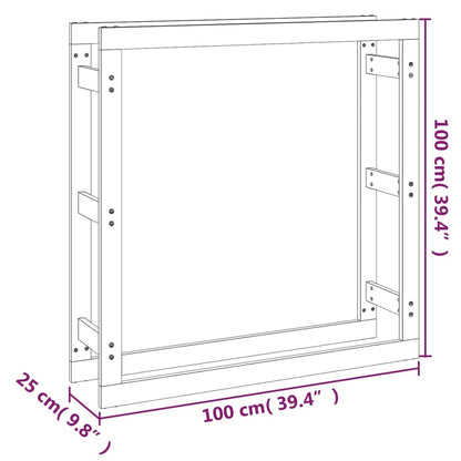 Portalegna Nero 100x25x100 cm in Legno Massello di Pino - homemem39