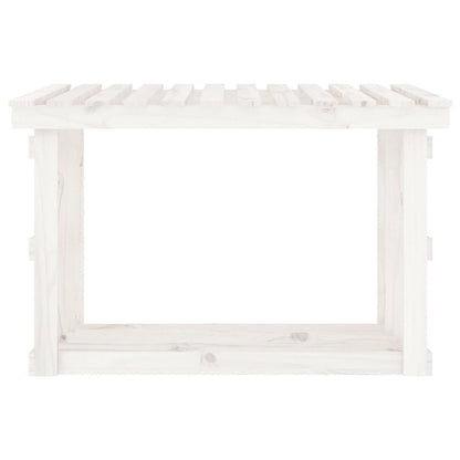 Portalegna Bianco 108x64,5x77 cm in Legno Massello di Pino - homemem39