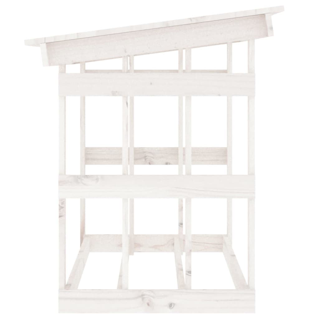 Portalegna Bianco 108x64,5x77 cm in Legno Massello di Pino - homemem39