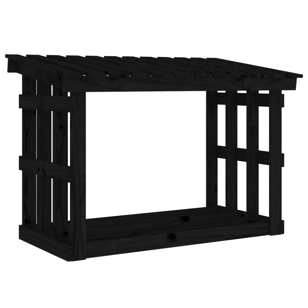 Portalegna Nero 108x64,5x77 cm in Legno Massello di Pino - homemem39