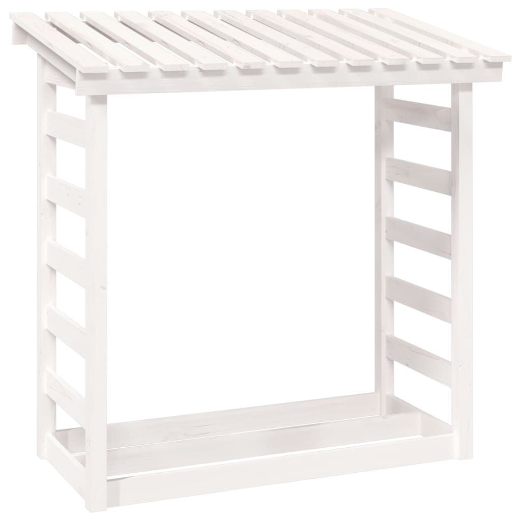 Portalegna Bianco 108x64,5x110 cm in Legno Massello di Pino - homemem39