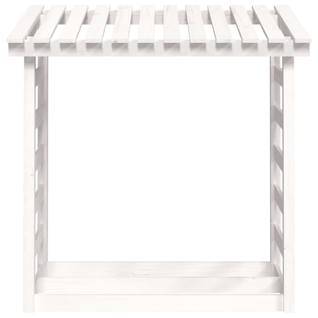 Portalegna Bianco 108x64,5x110 cm in Legno Massello di Pino - homemem39