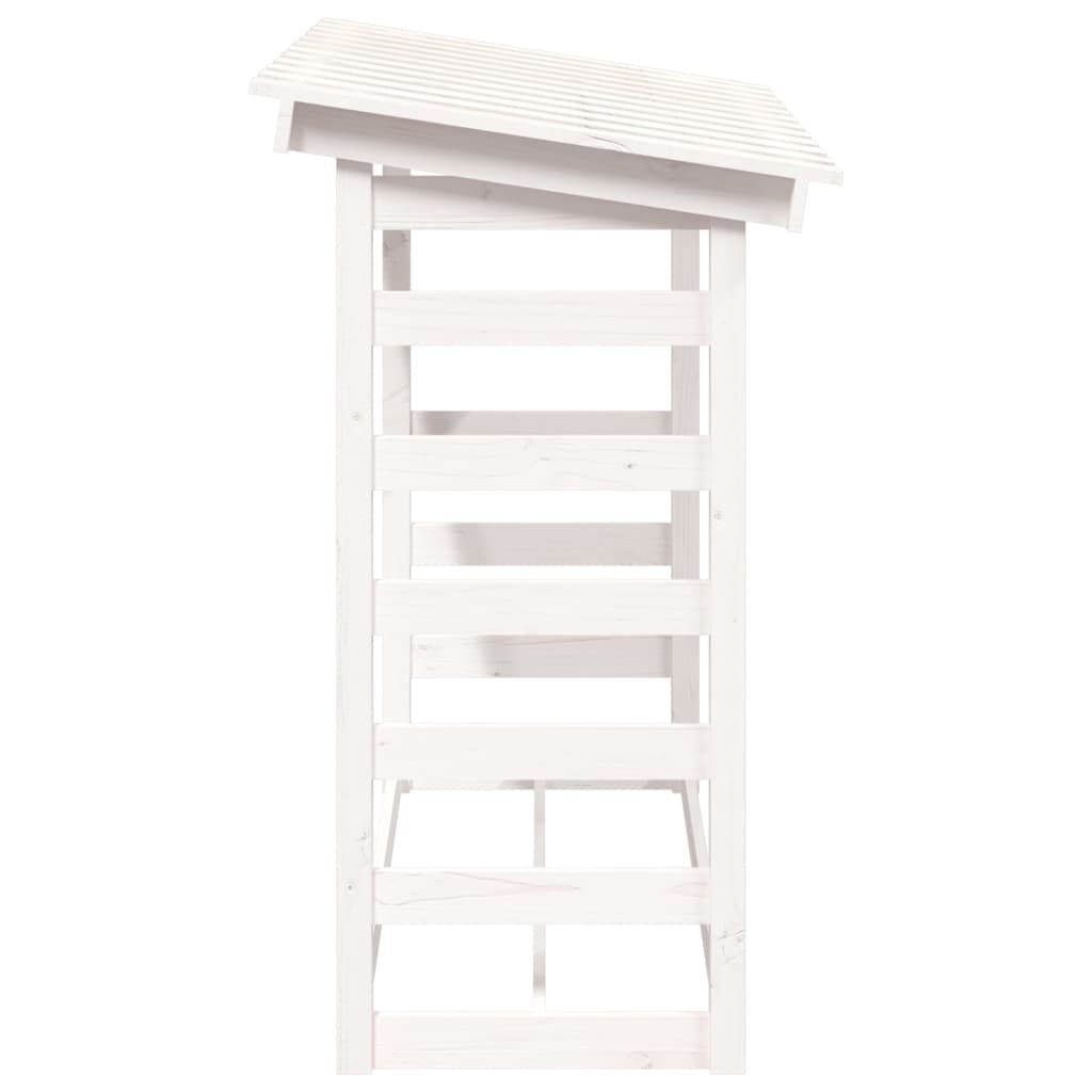 Portalegna Bianco 108x64,5x110 cm in Legno Massello di Pino - homemem39