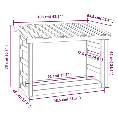 Portalegna 108x64,5x78 cm in Legno Massello di Pino - homemem39