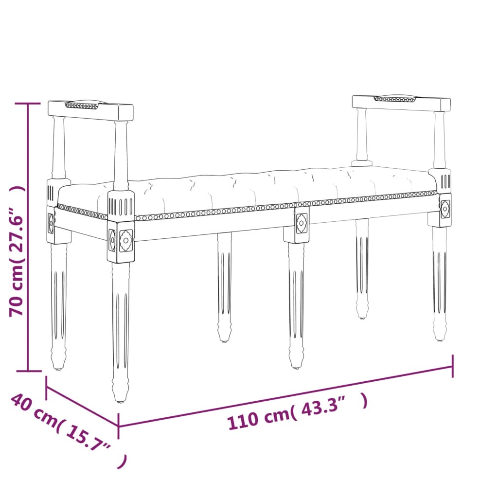 Panca Grigio Chiaro 110x40x70 cm in Velluto - homemem39