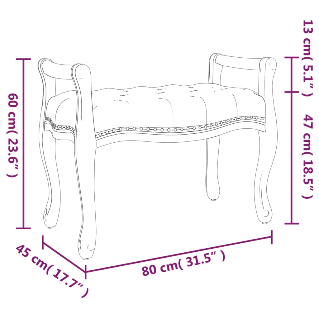 Panca Grigio Chiaro 80x45x60 cm in Velluto - homemem39