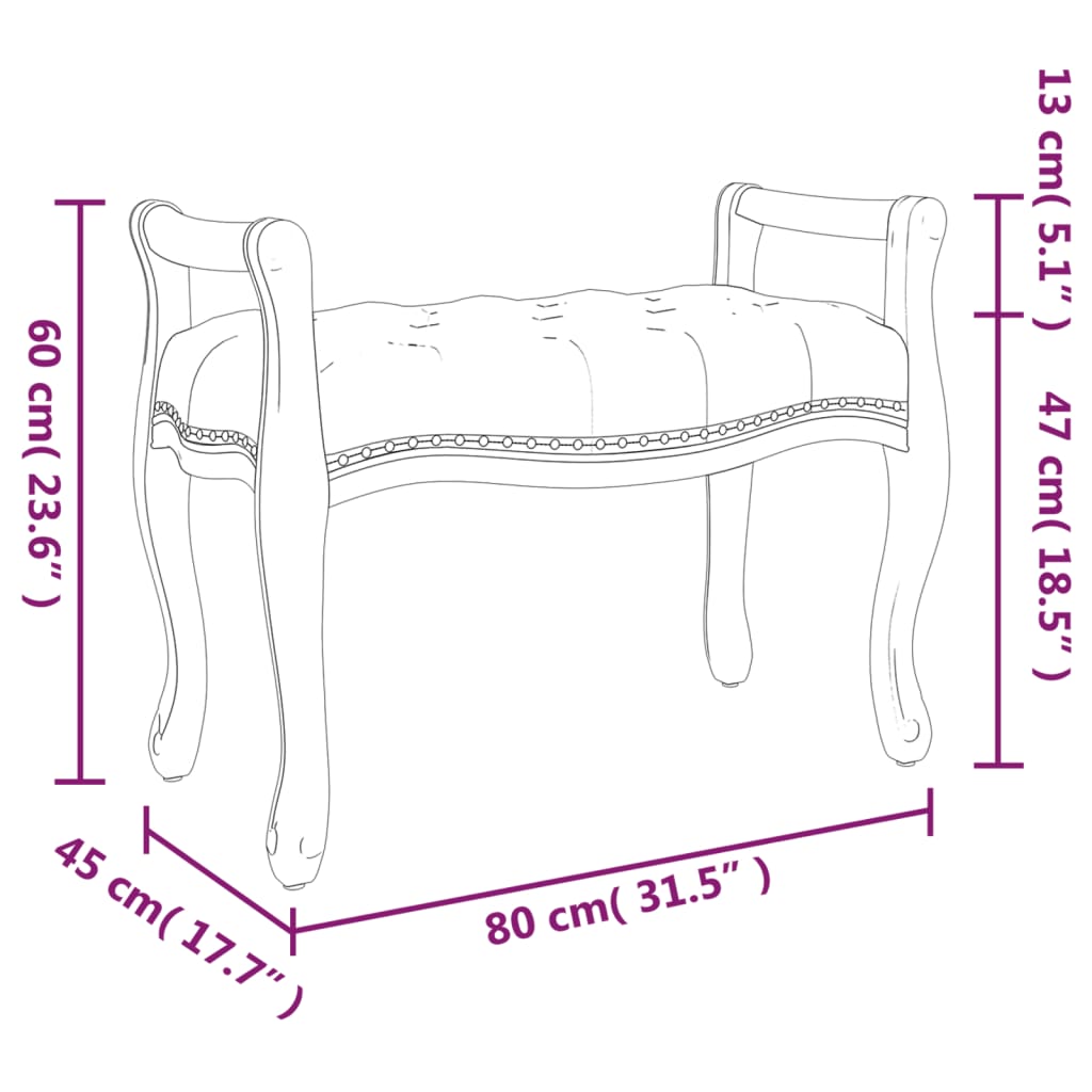 Panca Grigio Scuro 80x45x60 cm in Velluto - homemem39