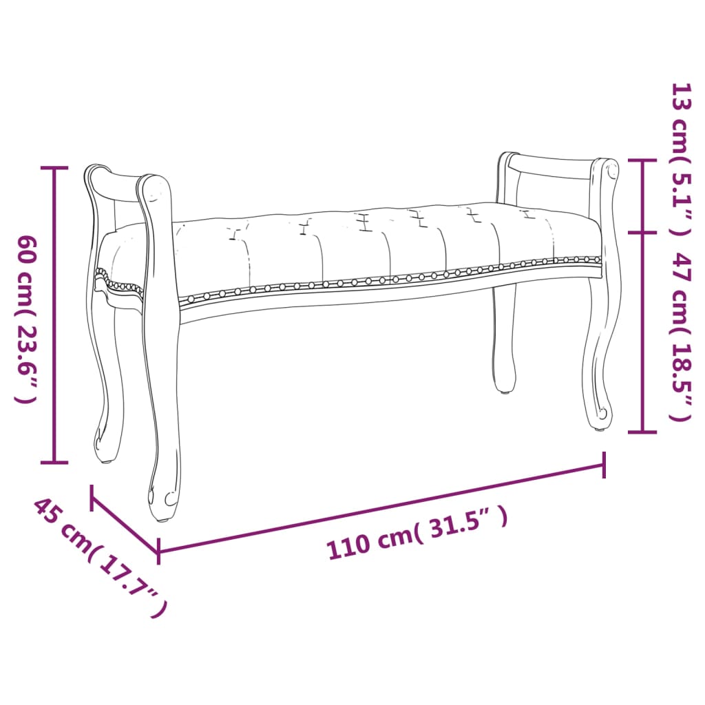 Panca Grigio Scuro 110x45x60 cm in Tessuto - homemem39