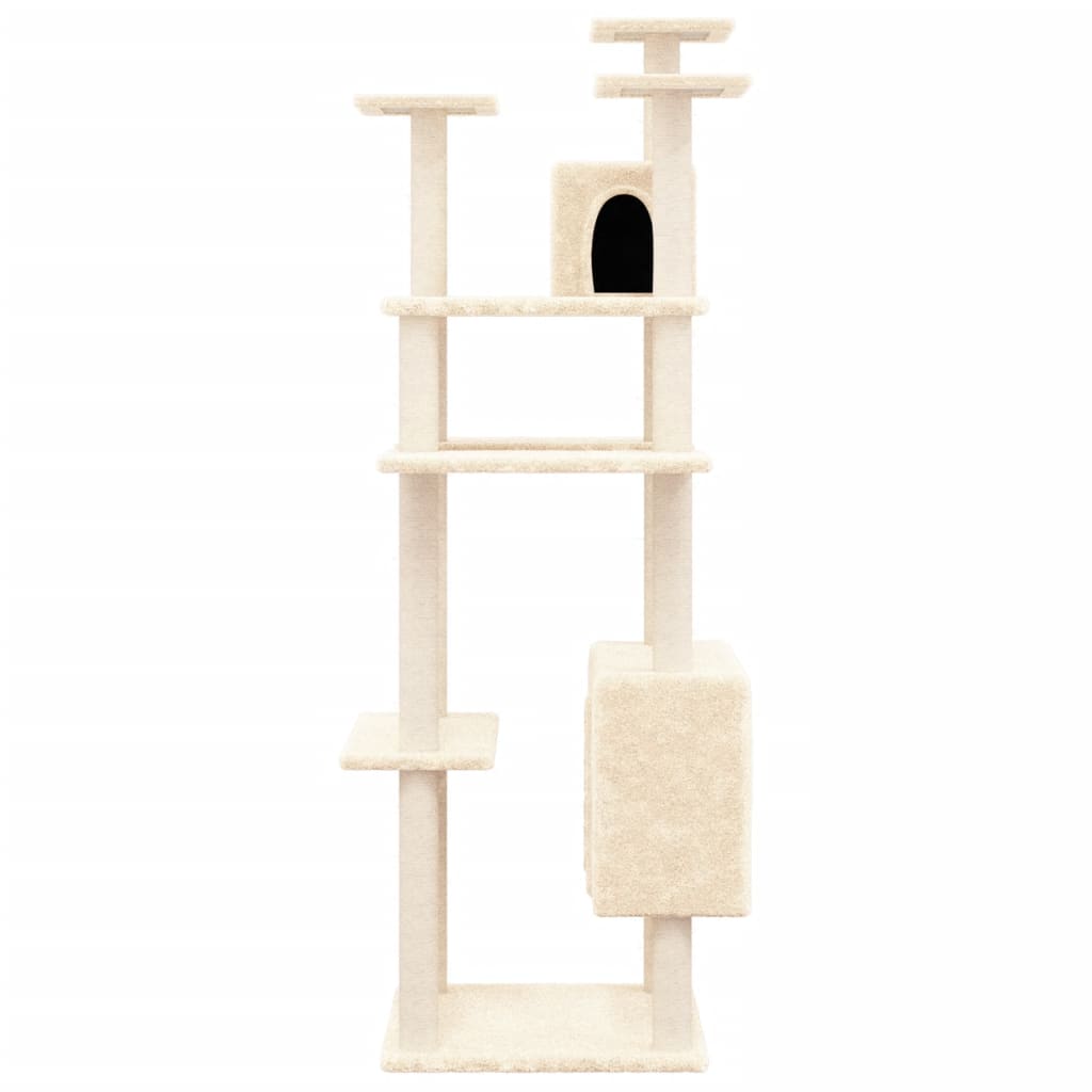 Albero per Gatti con Tiragraffi in Sisal Crema 162 cm - homemem39