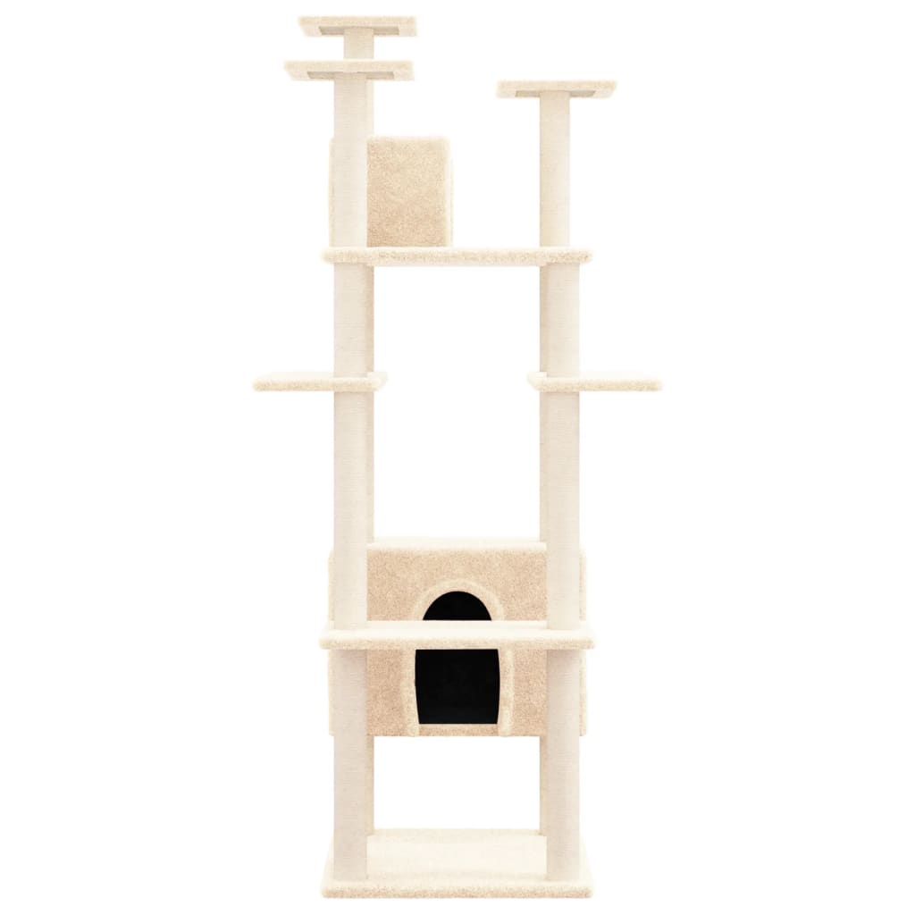 Albero per Gatti con Tiragraffi in Sisal Crema 162 cm - homemem39