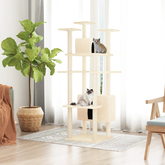 Albero per Gatti con Tiragraffi in Sisal Crema 162 cm - homemem39