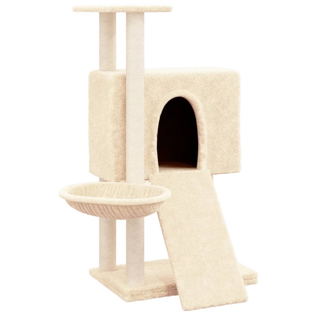 Albero per Gatti con Tiragraffi in Sisal Crema 96 cm - homemem39