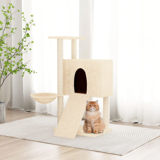 Albero per Gatti con Tiragraffi in Sisal Crema 96 cm - homemem39