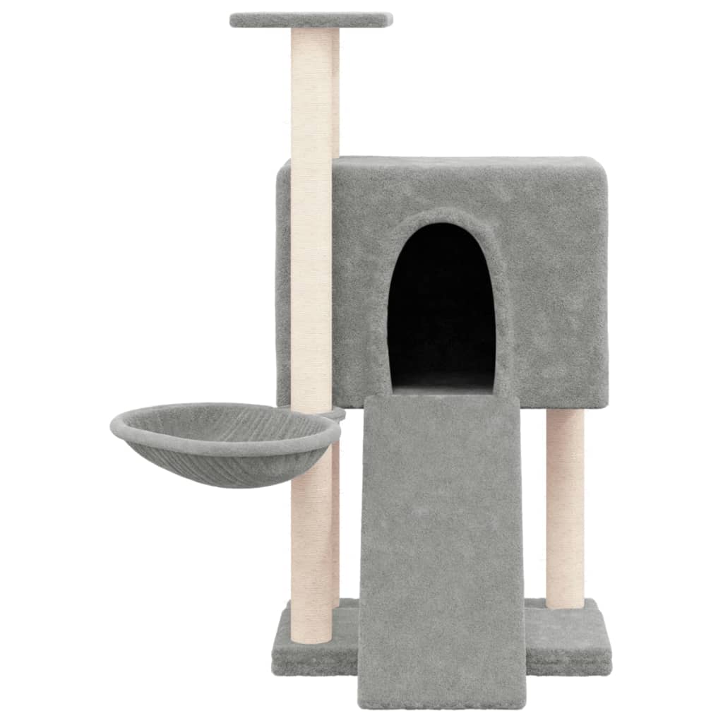 Albero per Gatti con Tiragraffi in Sisal Grigio Chiaro 96 cm - homemem39