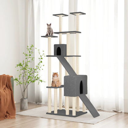 Albero per Gatti con Tiragraffi in Sisal Grigio Scuro 190 cm - homemem39