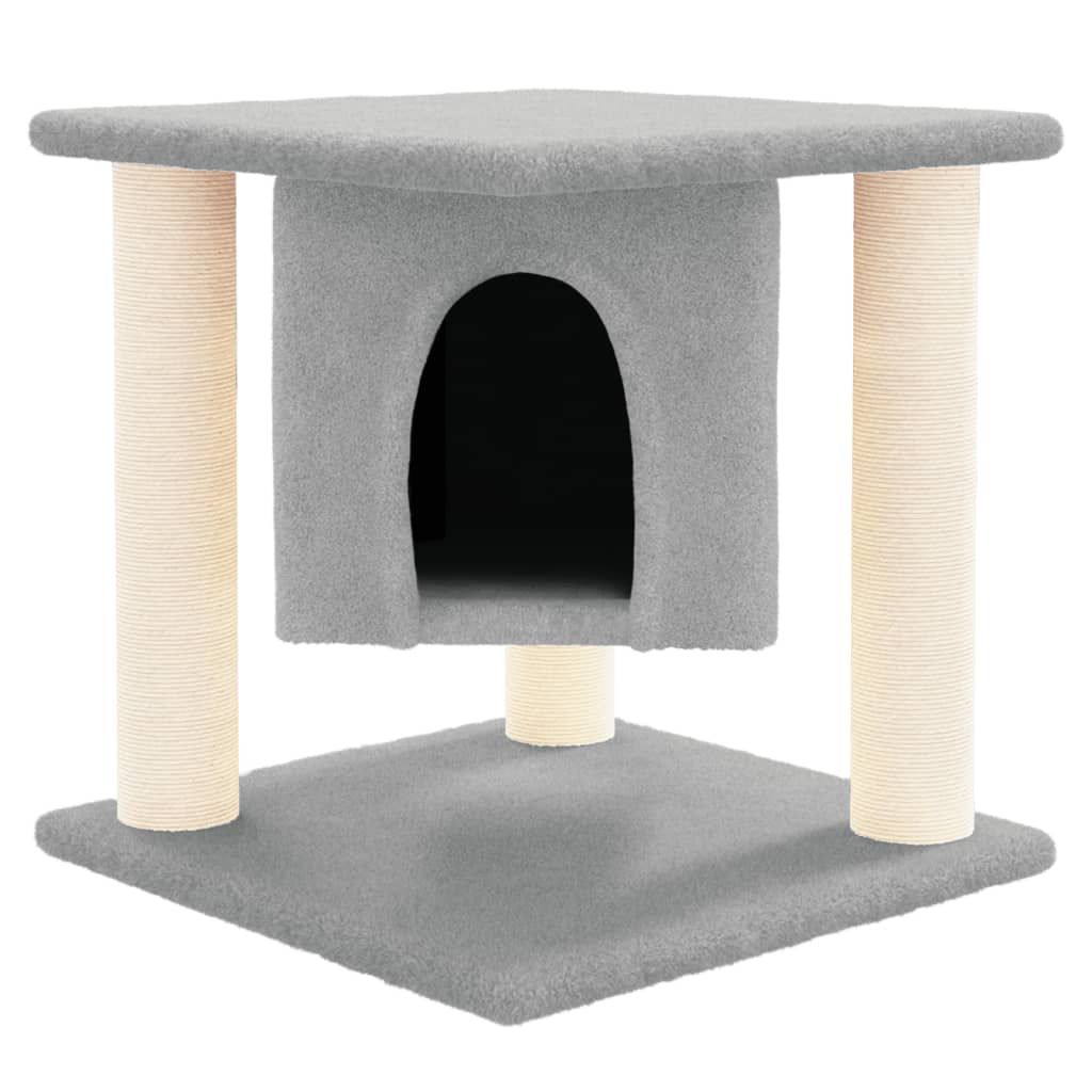 Albero per Gatti con Tiragraffi in Sisal Grigio Chiaro 37 cm - homemem39