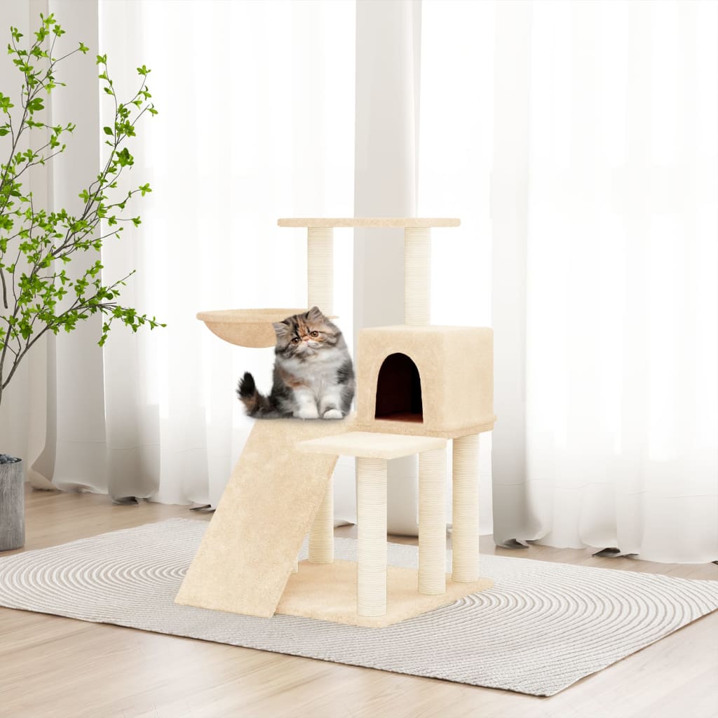 Albero per Gatti con Tiragraffi in Sisal Crema 82 cm - homemem39