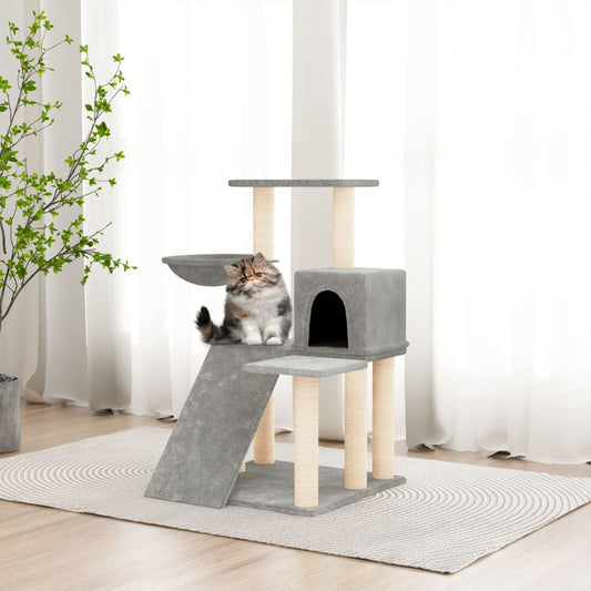 Albero per Gatti con Tiragraffi in Sisal Grigio Chiaro 82 cm - homemem39