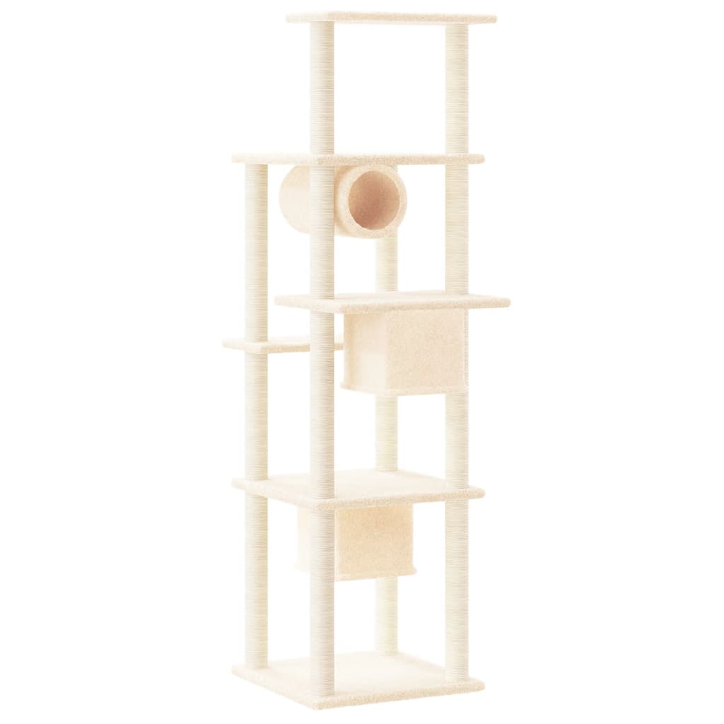 Albero per Gatti con Tiragraffi in Sisal Crema 169 cm - homemem39