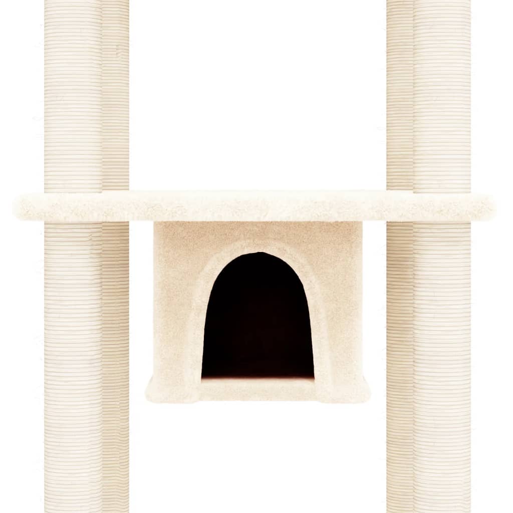 Albero per Gatti con Tiragraffi in Sisal Crema 169 cm - homemem39