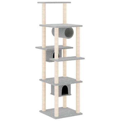 Albero per Gatti con Tiragraffi in Sisal Grigio Chiaro 169 cm - homemem39